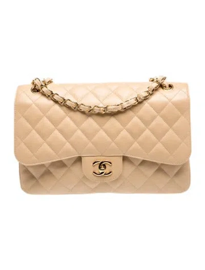 Pre-owned Chanel Classic Jumbo Double Flap Bag In Neutral
