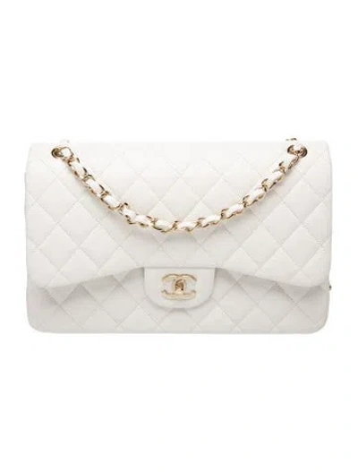 Pre-owned Chanel Classic Jumbo Double Flap Bag In White