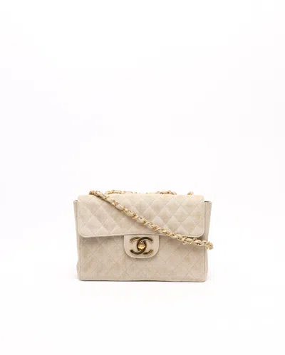 Pre-owned Chanel Classic Jumbo Single Flap Bag In Sand