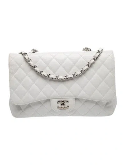 Pre-owned Chanel Classic Jumbo Single Flap Bag In White