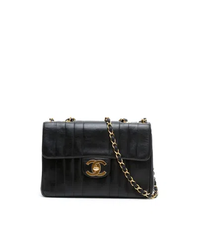 Chanel Classic Jumbo Vertical Single Flap Bag In Black