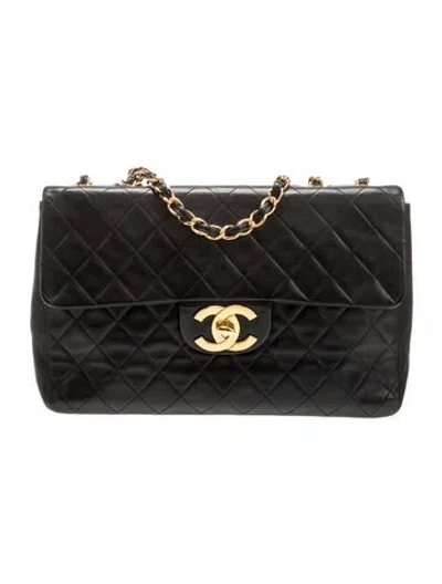 Pre-owned Chanel Classic Jumbo Xl Maxi Flap Bag In Black