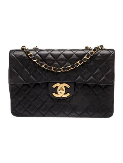 Pre-owned Chanel Classic Jumbo Xl Maxi Flap Bag In Black