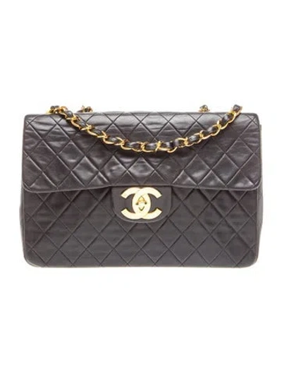 Pre-owned Chanel Classic Jumbo Xl Maxi Flap Bag In Black