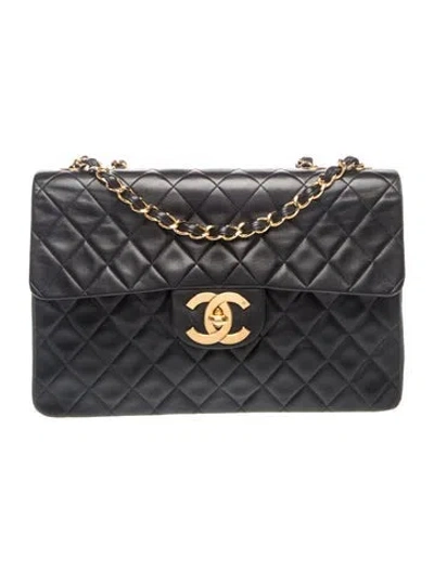 Pre-owned Chanel Classic Jumbo Xl Maxi Flap Bag In Black