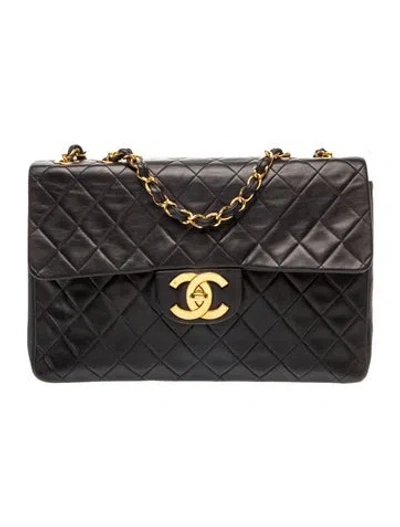 Pre-owned Chanel Classic Jumbo Xl Maxi Flap Bag In Black