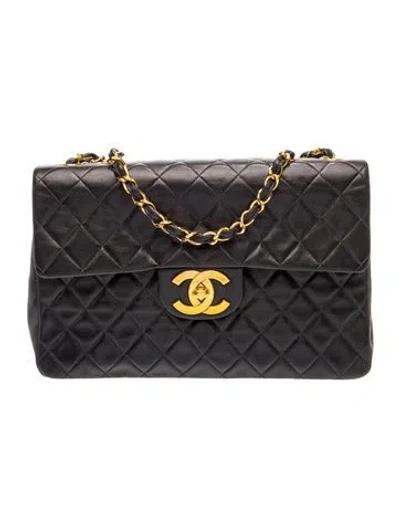 Pre-owned Chanel Classic Jumbo Xl Maxi Flap Bag In Black