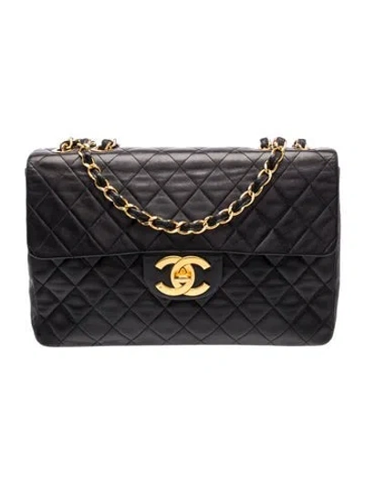 Pre-owned Chanel Classic Jumbo Xl Maxi Flap Bag In Black