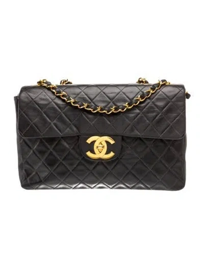 Pre-owned Chanel Classic Jumbo Xl Maxi Flap Bag In Black
