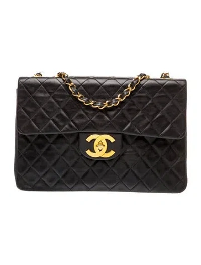 Pre-owned Chanel Classic Jumbo Xl Maxi Flap Bag In Black