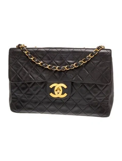 Pre-owned Chanel Classic Jumbo Xl Maxi Flap Bag In Black
