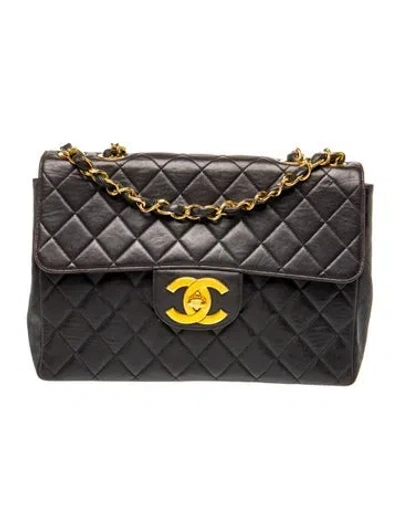 Pre-owned Chanel Classic Jumbo Xl Maxi Flap Bag In Black