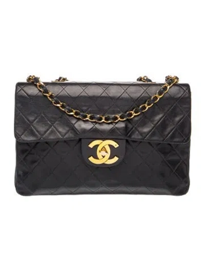 Pre-owned Chanel Classic Jumbo Xl Maxi Flap Bag In Black