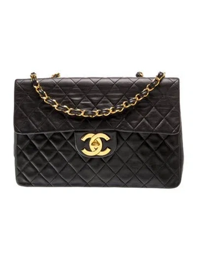 Pre-owned Chanel Classic Jumbo Xl Maxi Flap In Black