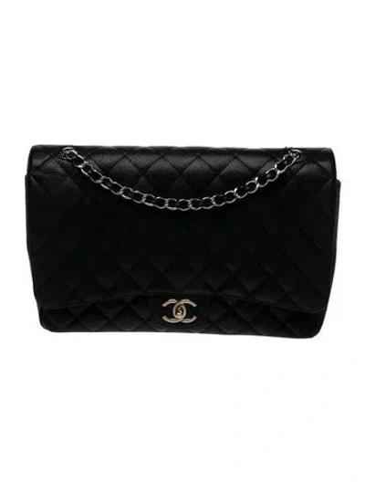 Pre-owned Chanel Classic Maxi Double Flap Bag In Black