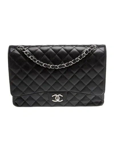 Pre-owned Chanel Classic Maxi Double Flap Bag In Black