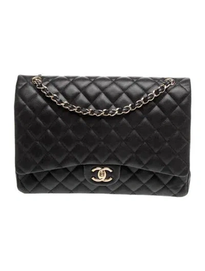 Pre-owned Chanel Classic Maxi Double Flap Bag In Black