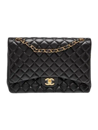 Pre-owned Chanel Classic Maxi Double Flap Bag In Black