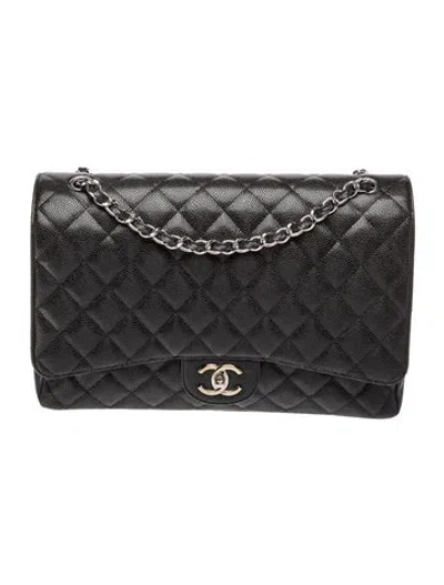 Pre-owned Chanel Classic Maxi Double Flap Bag In Black