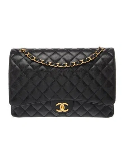 Pre-owned Chanel Classic Maxi Double Flap Bag In Black