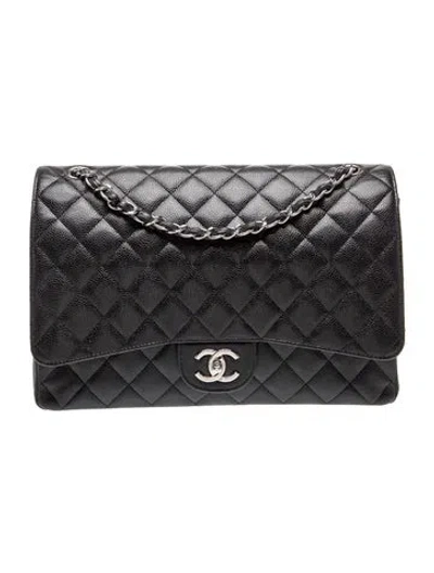 Pre-owned Chanel Classic Maxi Double Flap Bag In Black