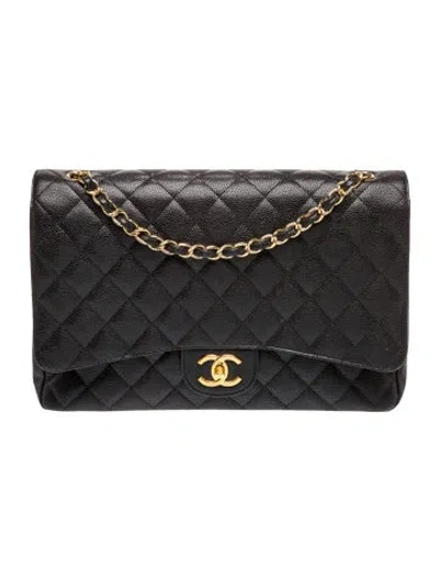Pre-owned Chanel Classic Maxi Double Flap Bag In Black