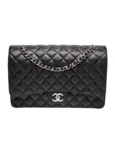 Pre-owned Chanel Classic Maxi Double Flap Bag In Black