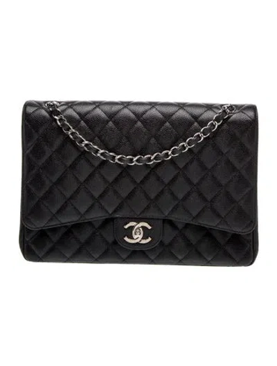 Pre-owned Chanel Classic Maxi Double Flap Bag In Black