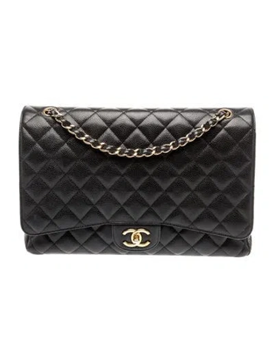 Pre-owned Chanel Classic Maxi Double Flap Bag In Black