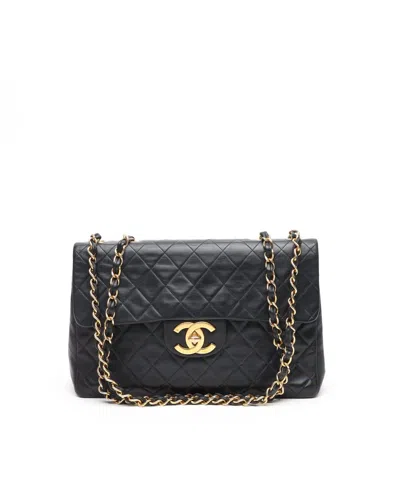 Pre-owned Chanel Classic Maxi Single Flap Bag In Black