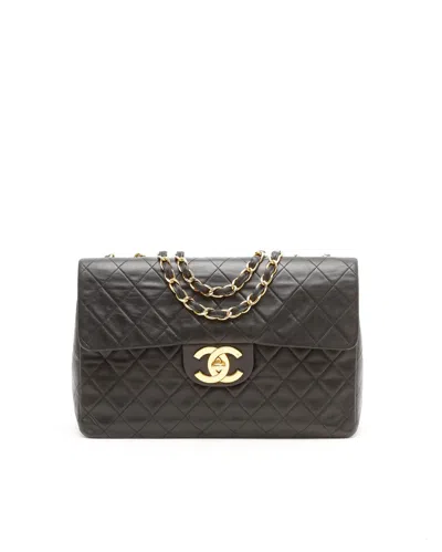 Pre-owned Chanel Classic Maxi Single Flap Bag In Black