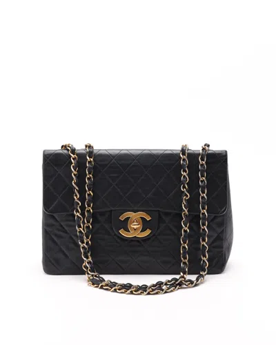Pre-owned Chanel Classic Maxi Single Flap Bag In Black