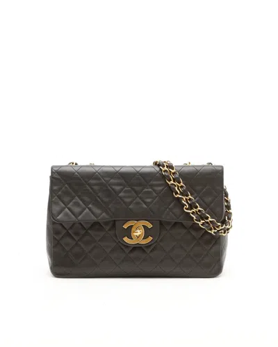 Pre-owned Chanel Classic Maxi Single Flap Bag In Black