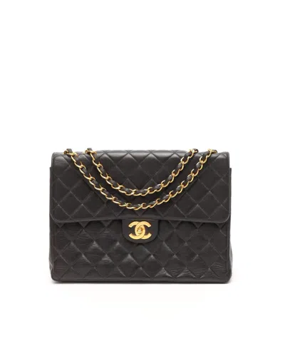 Pre-owned Chanel Classic Maxi Single Flap Bag In Black
