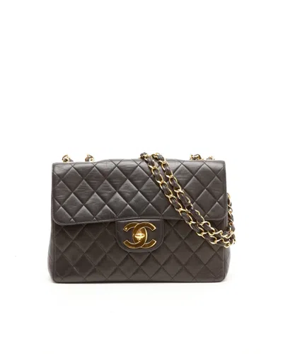 Pre-owned Chanel Classic Maxi Single Flap Bag In Black