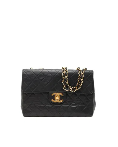 Pre-owned Chanel Classic Maxi Single Flap Bag In Black