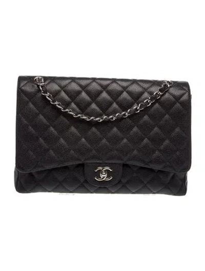 Pre-owned Chanel Classic Maxi Single Flap Bag In Black