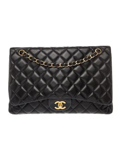 Pre-owned Chanel Classic Maxi Single Flap Bag In Black