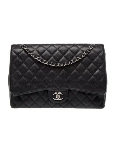 Pre-owned Chanel Classic Maxi Single Flap Bag In Black