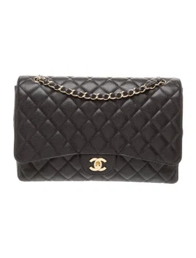 Pre-owned Chanel Classic Maxi Single Flap Bag In Black