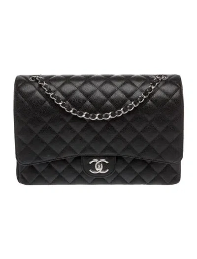 Pre-owned Chanel Classic Maxi Single Flap Bag In Black