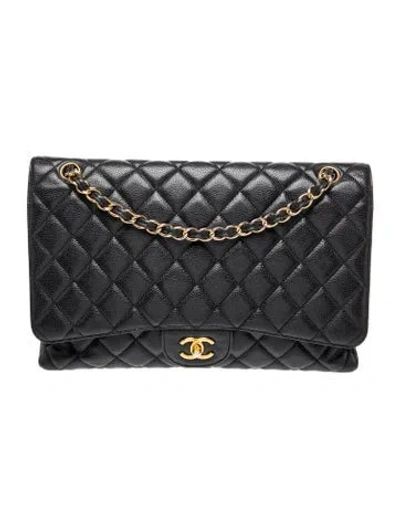Pre-owned Chanel Classic Maxi Single Flap Bag In Black
