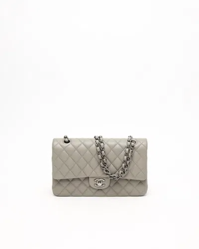 Pre-owned Chanel Classic Medium Double Flap Bag In Gray