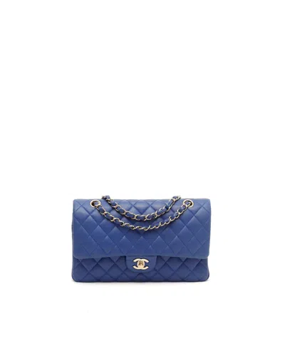 Pre-owned Chanel Classic Medium Double Flap Bag In Blue