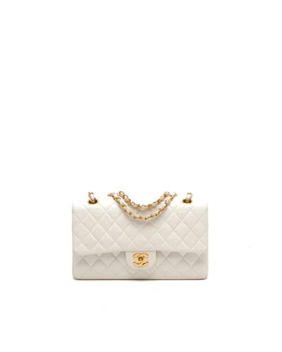 Pre-owned Chanel Classic Medium Double Flap Bag In White