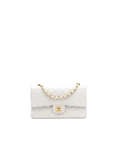 Pre-owned Chanel Classic Medium Double Flap Bag In White