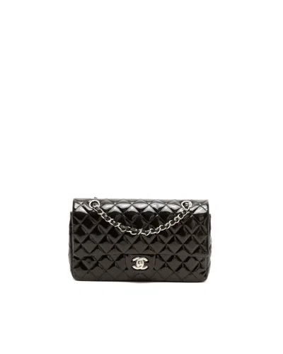 Chanel Classic Medium Patent Double Flap Bag In Black