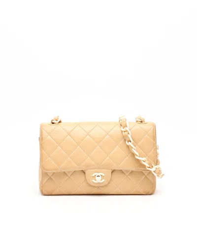 Pre-owned Chanel Classic Medium Plastic Chain Single Flap Bag In Sand