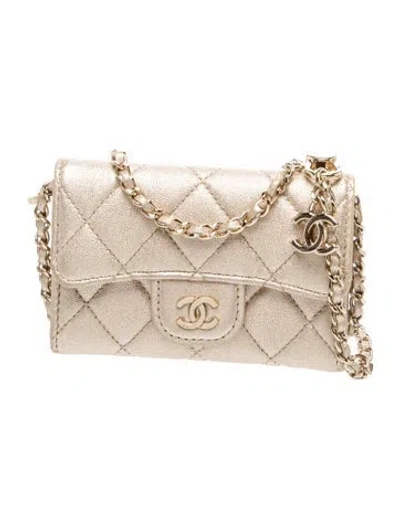 Pre-owned Chanel Classic Micro Flap Belt Bag In Neutral
