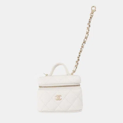 Pre-owned Chanel Classic Mini Bag Bag Charm White Caviar Leather